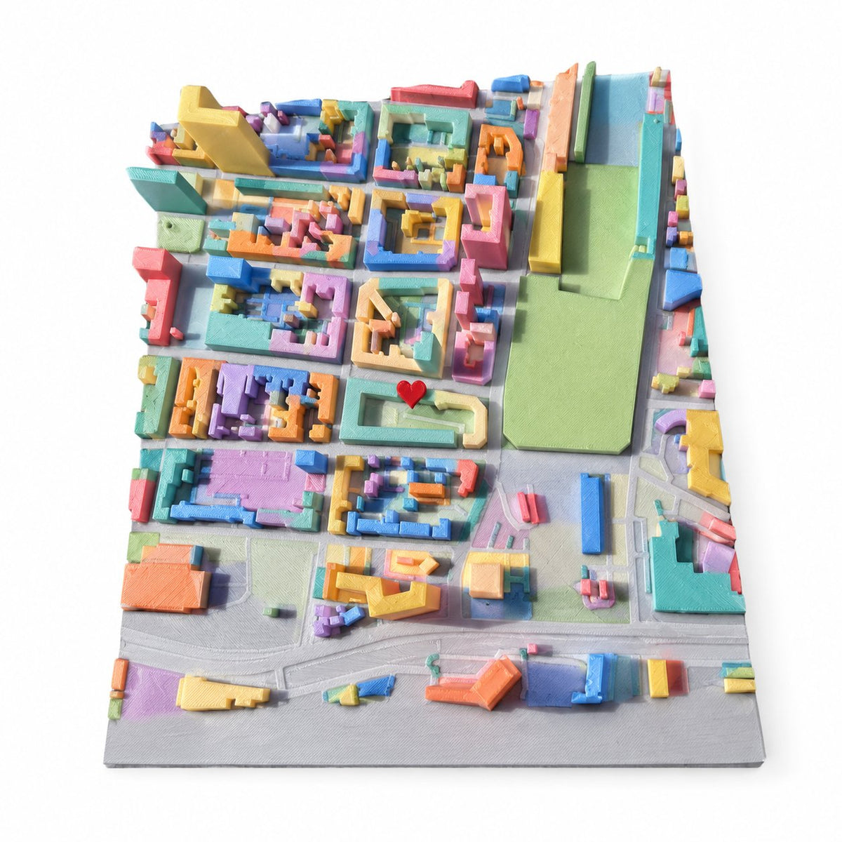couleur Flere farver — 3D-bykort i ramme – dit eget kvarter