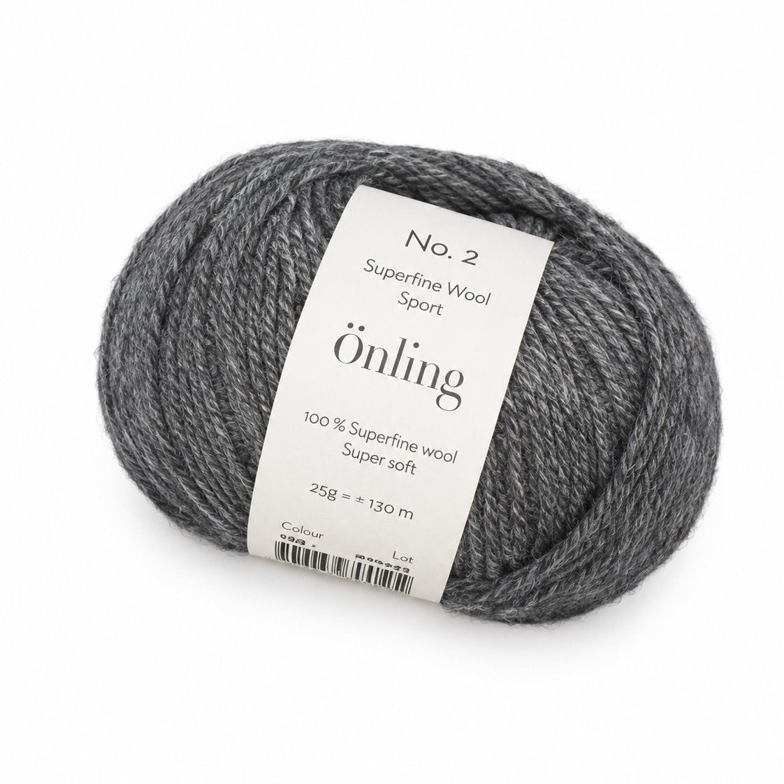 couleur Koksgrå meleret — Superfine Merinogarn – 100 % merinould, Super 100's, 25 g