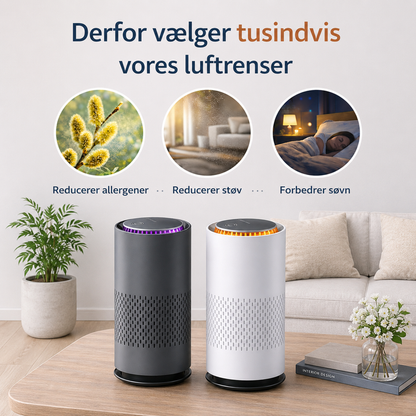 LuftPuls™ noir et blanc côte à côte — réduit allergènes, poussière, améliore le sommeil