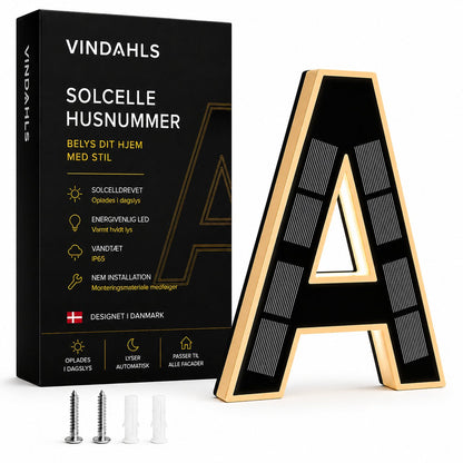 couleur A — Soldrevne husnumre med lys – lyser automatisk fra skumring til daggry