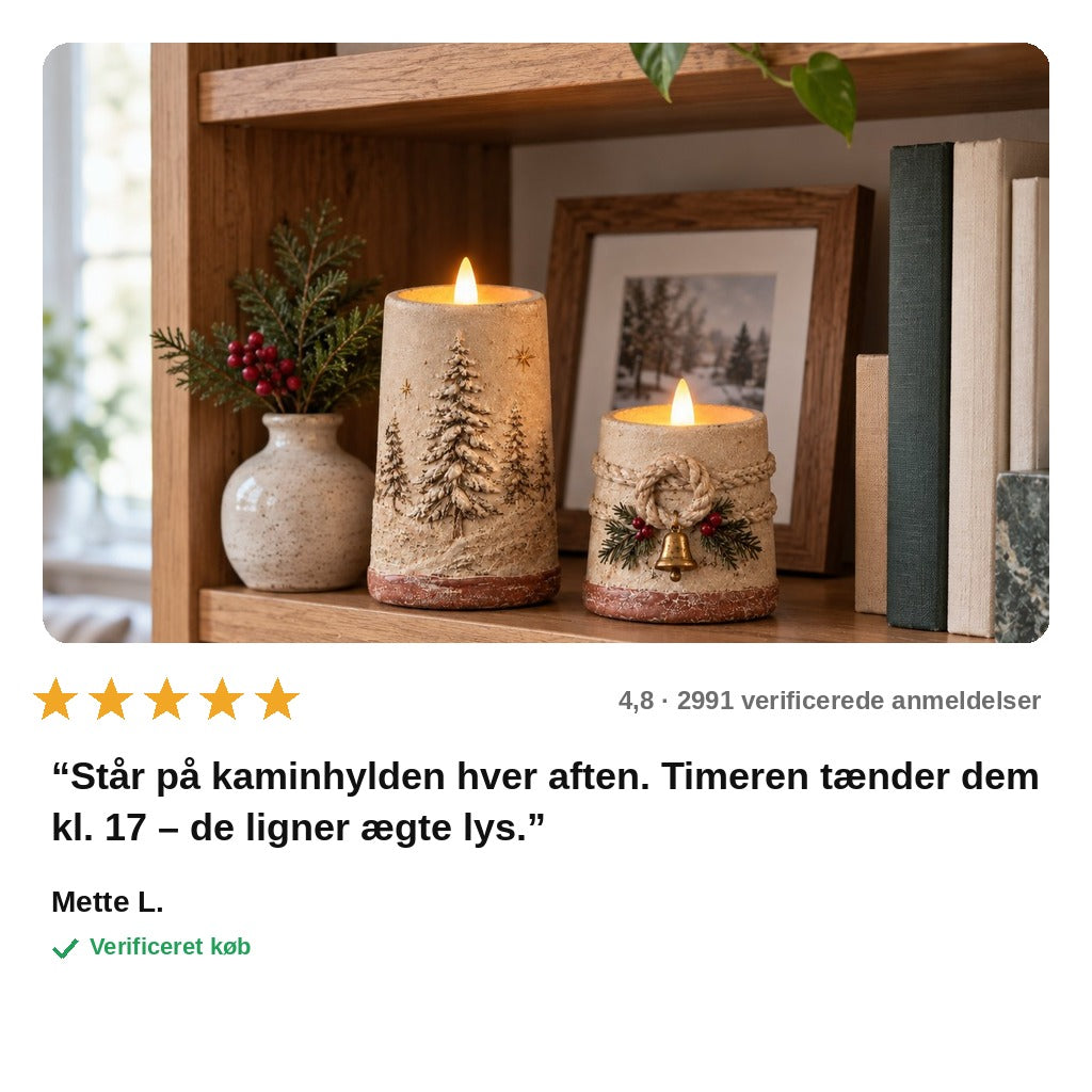 avis — Rustikke flammefri LED-julelys med fjernbetjening og 6-timers timer