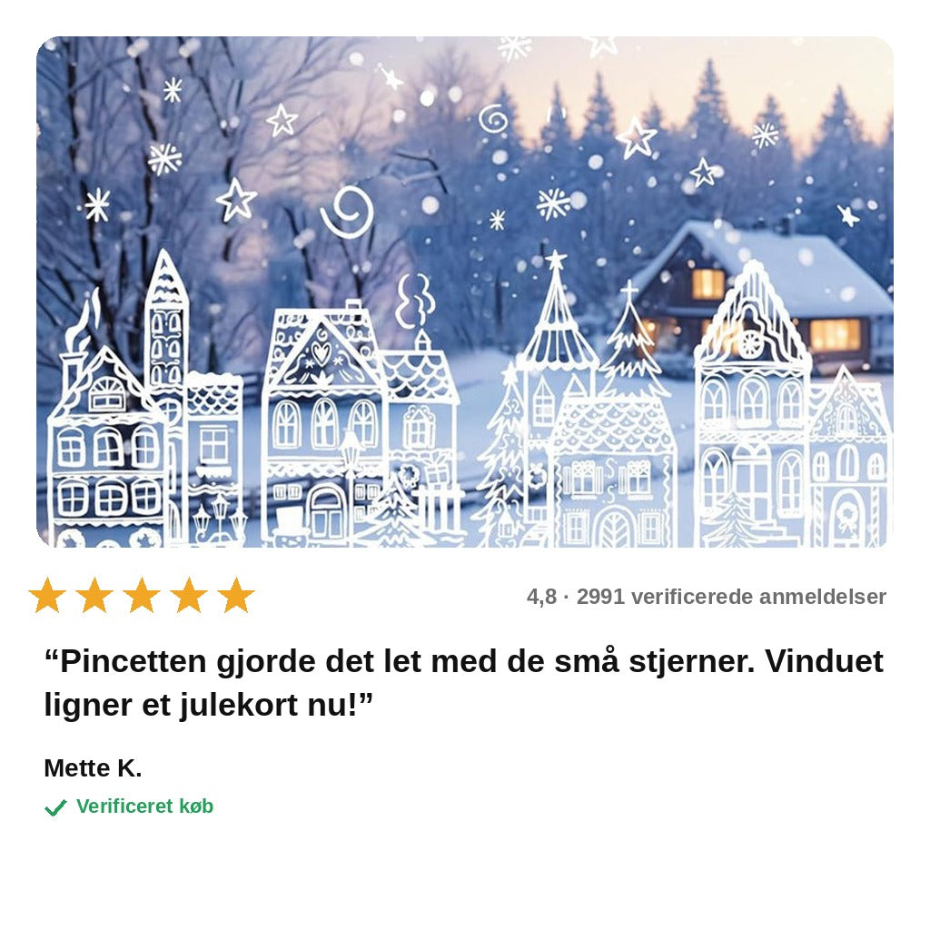 avis — FrostBy™ Juleby vinduesklistermærker – 78 dele uden lim