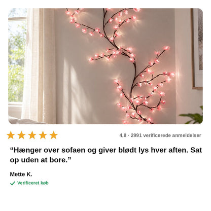 avis — Kirsebærgren LED-lys til væg – 96 blomster