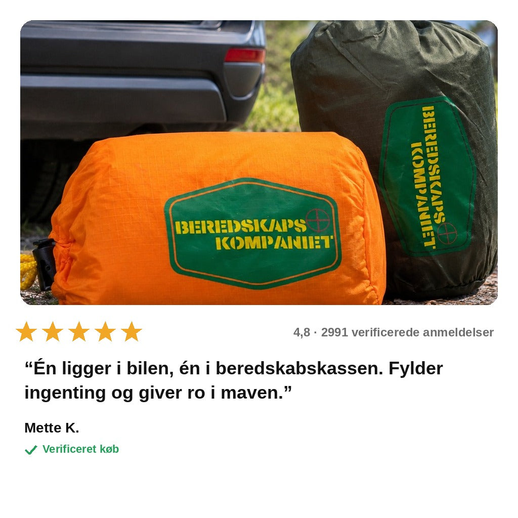 avis — ThermoBivy™ Nødsovepose – Kompakt Termo-sovepose til Bil, Rygsæk og Beredskabskasse