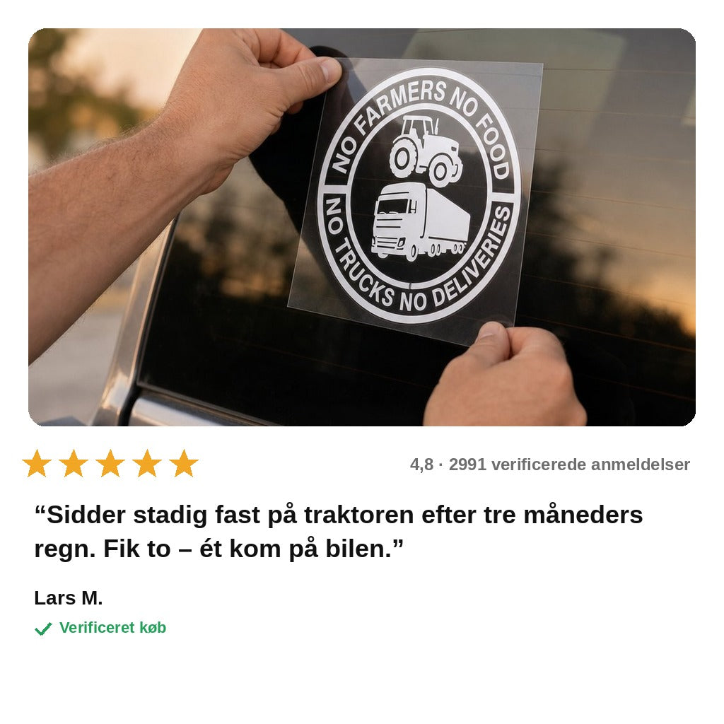 avis — Ingen Landmænd Ingen Mad – Vejrbestandigt Vinylklistermærke 14 cm