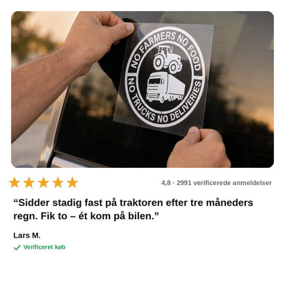 avis — Ingen Landmænd Ingen Mad – Vejrbestandigt Vinylklistermærke 14 cm