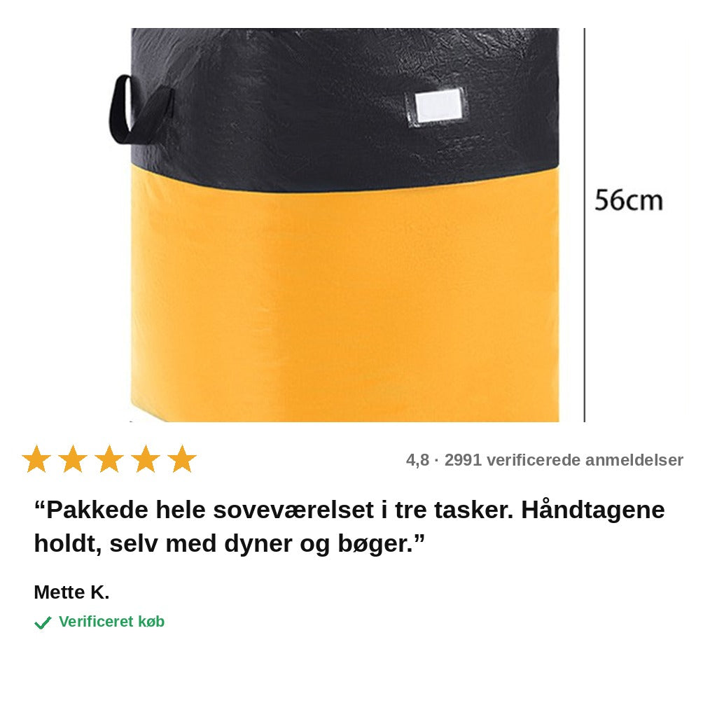 avis — Sammenklappelig flyttetaske XXL – 115 L, 135 L eller 180 L med lynlås og robuste håndtag