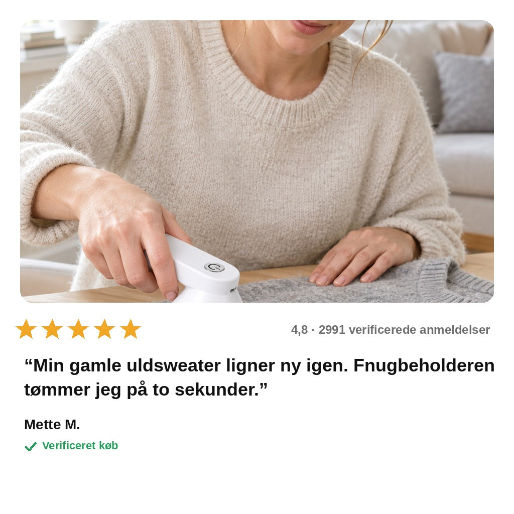 avis — Genopladelig elektrisk fnugfjerner – fjerner fnug, piller og dyrehår på få sekunder