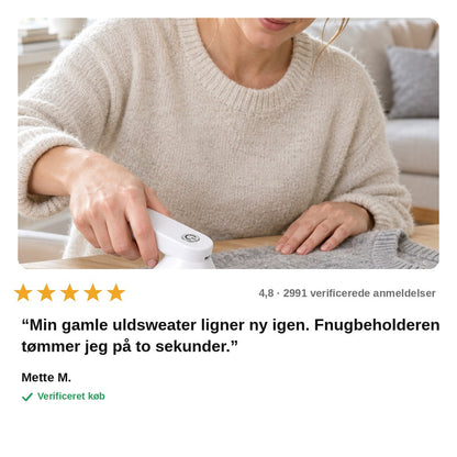 avis — Genopladelig elektrisk fnugfjerner – fjerner fnug, piller og dyrehår på få sekunder