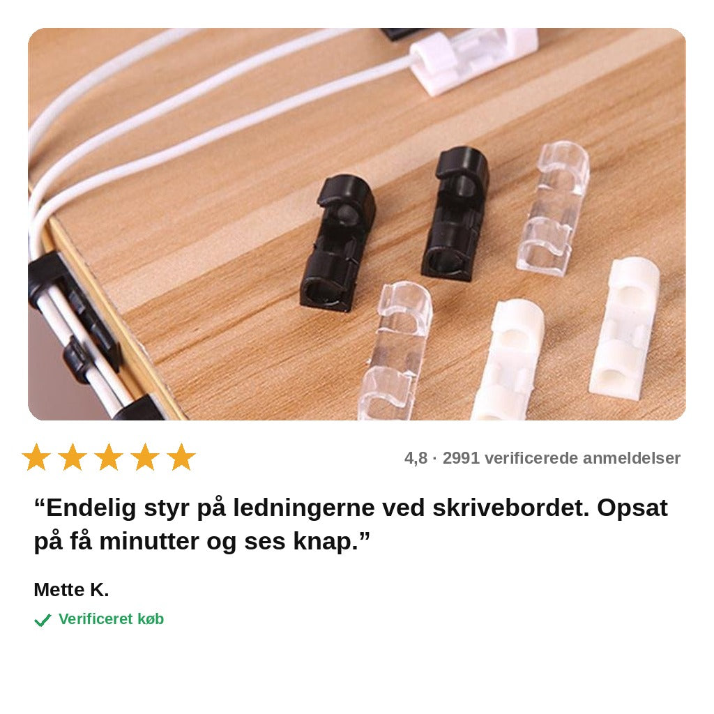 avis — Selvklæbende kabelclips – 1+1 GRATIS (40 stk.)