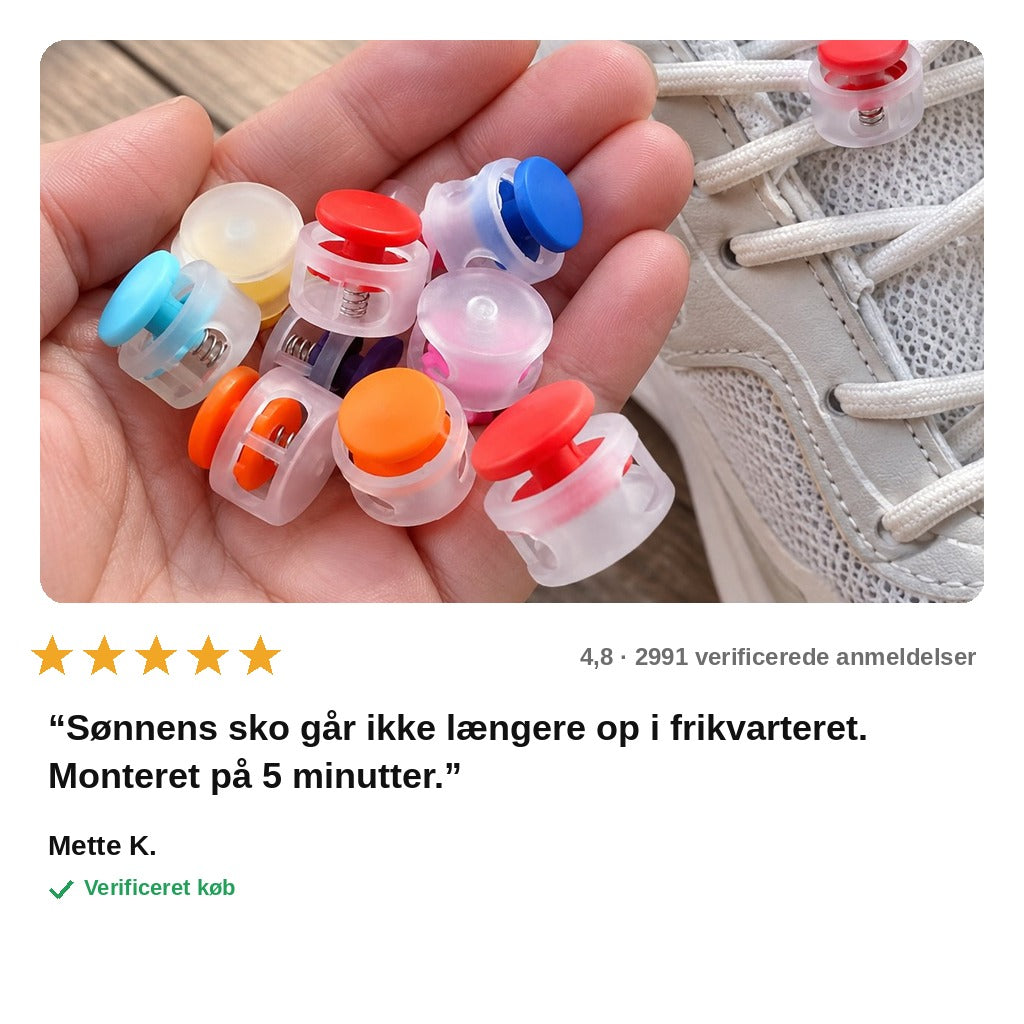 avis — Elastiske snørebånd uden knuder – tryk, stram, færdig