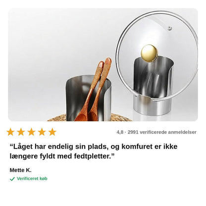 avis — Låg- og redskabsholder i rustfrit stål – plads til grydelåg og grydeskeer