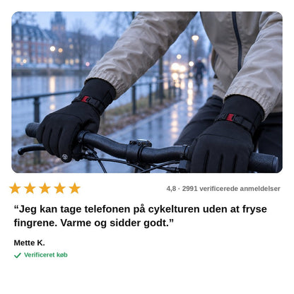 avis — Termiske touchscreen handsker – vindtætte, skridsikre og med varmt fleecefor