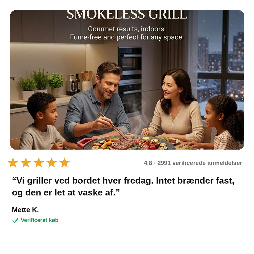 avis — Rund elektrisk grillpande med termostat – slip-let og røgfri bordgrill
