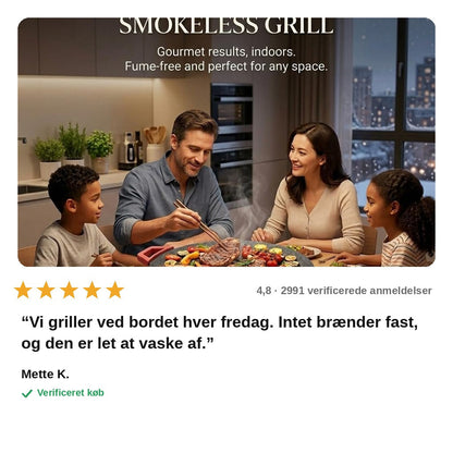avis — Rund elektrisk grillpande med termostat – slip-let og røgfri bordgrill