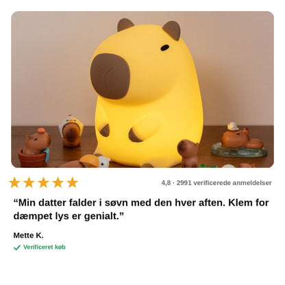 avis — CapyGlow™ – Blød Capybara Natlampe med Klem-dæmpning