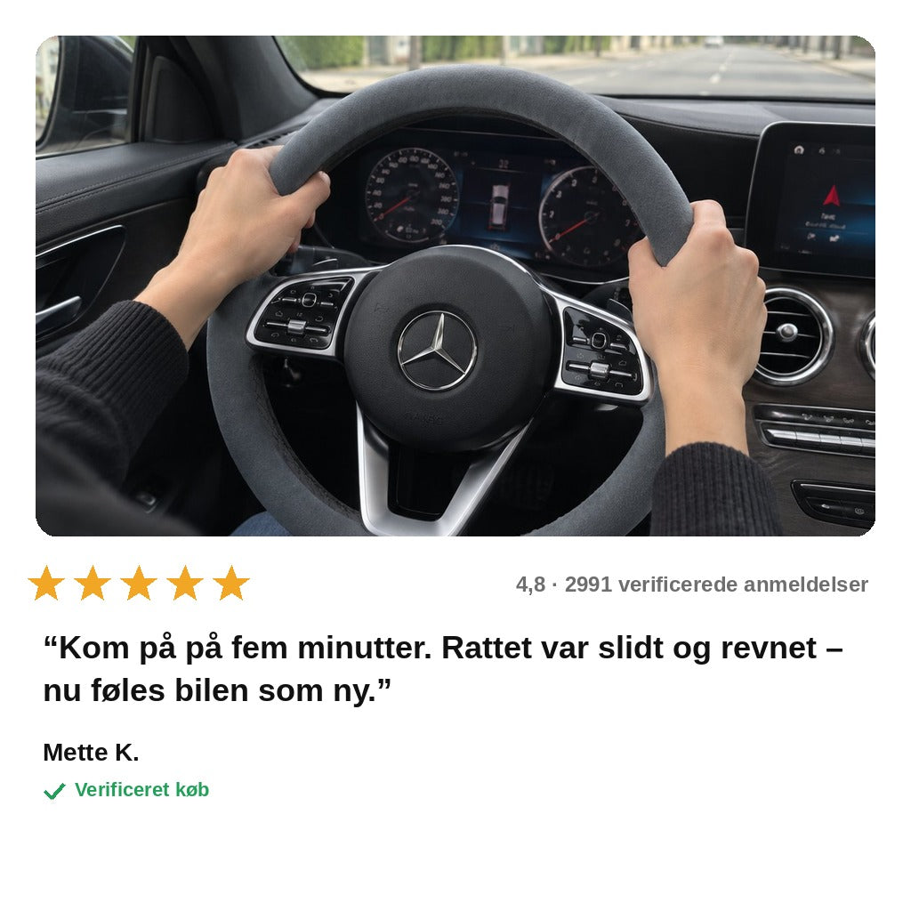 avis — Elastisk rattebetræk i blødt ruskind – til rat på 36–38 cm