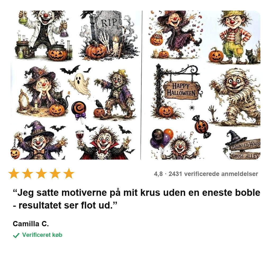 SpookyRub™ Halloween Overføringsklistermærker – Uden Bobler