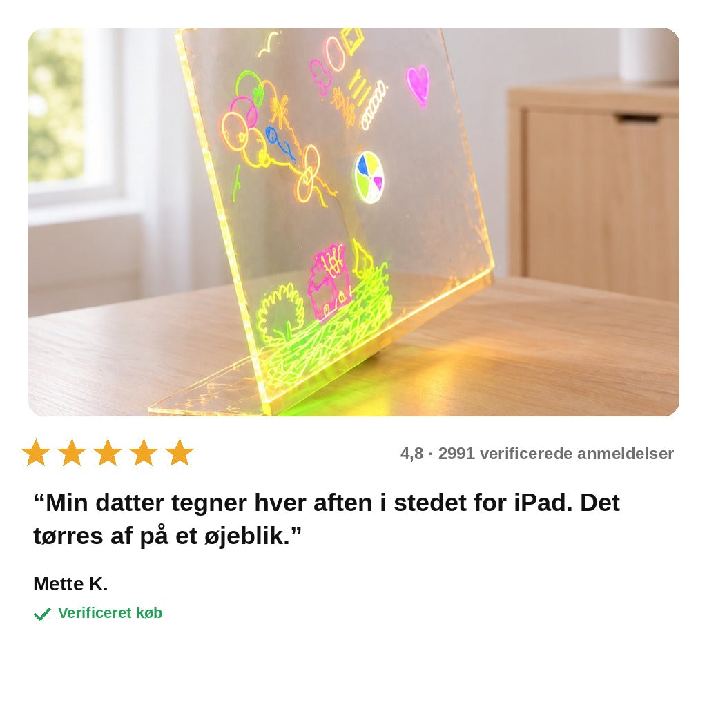 avis — LysTavle™ – Lysende LED-tegnetavle i akryl til børn (30 × 20 cm)
