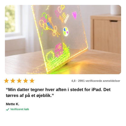 avis — LysTavle™ – Lysende LED-tegnetavle i akryl til børn (30 × 20 cm)