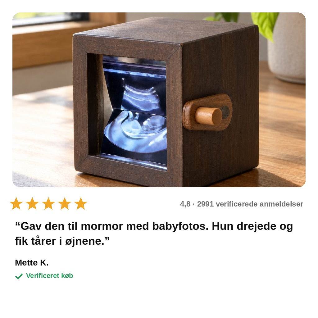avis — Flipbog fotoramme med håndsving – jeres minder som en levende film