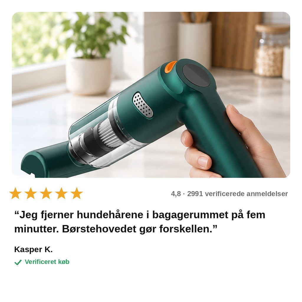 avis — Trådløs håndstøvsuger til bilen – 10.000 Pa