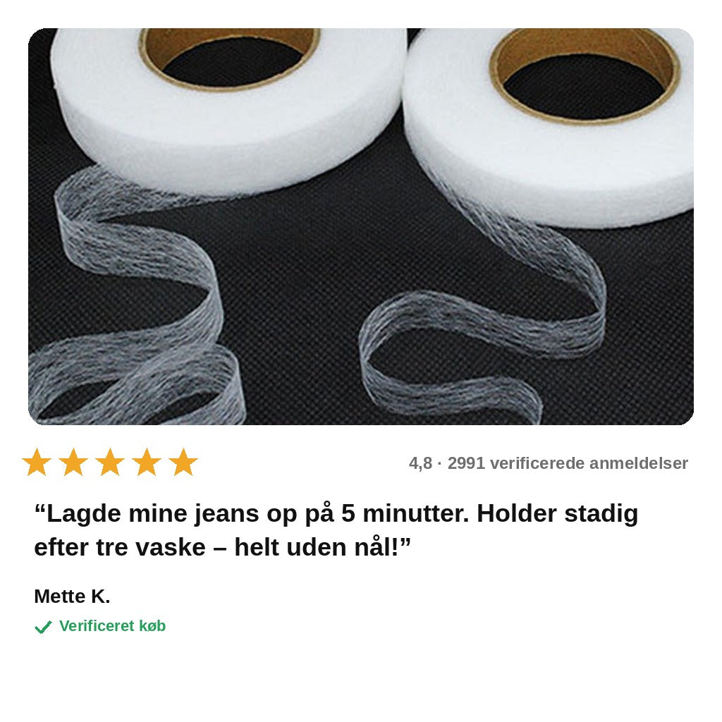 avis — Strygebånd 1+1 GRATIS – Dobbeltsidet stoftape uden nål og tråd