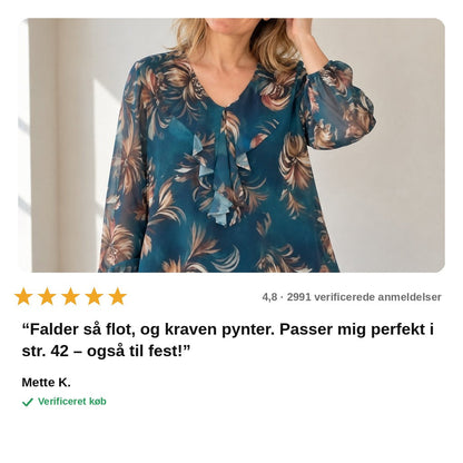avis — Chiffonbluse med flæsekrave – Onesize S-2XL