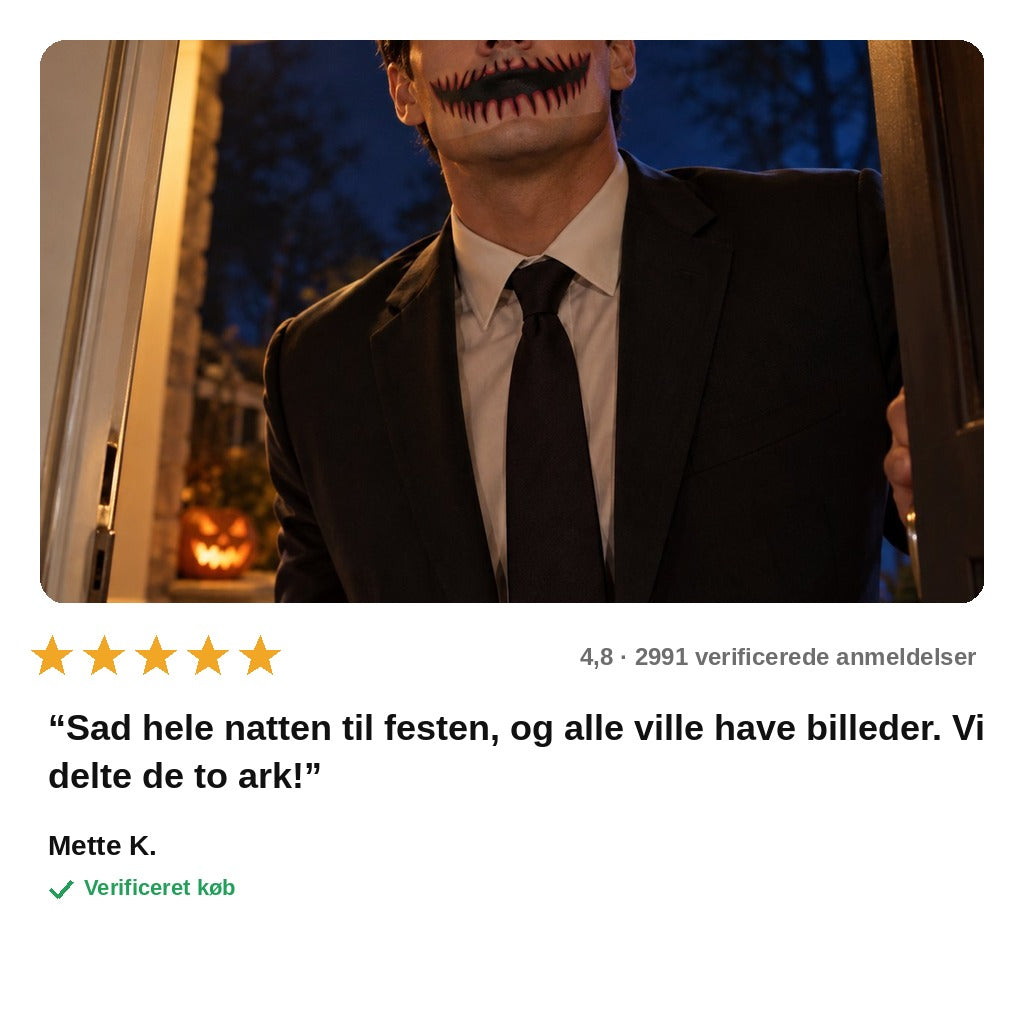avis — GrinMonster™ – Midlertidig monstermund-tatovering til Halloween