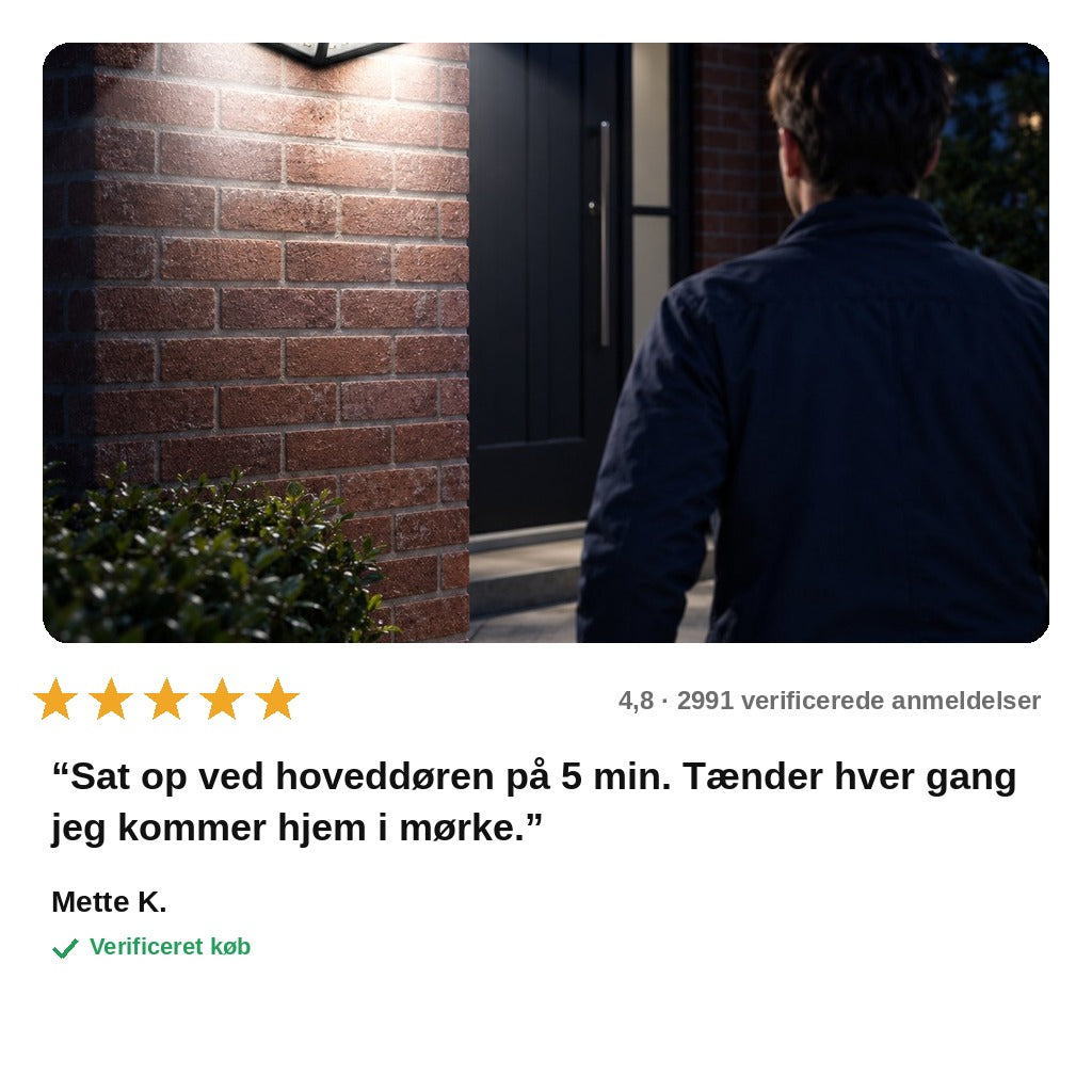avis — Solcelle Væglampe med Bevægelsessensor – 100 LED, Lys til 4 Sider