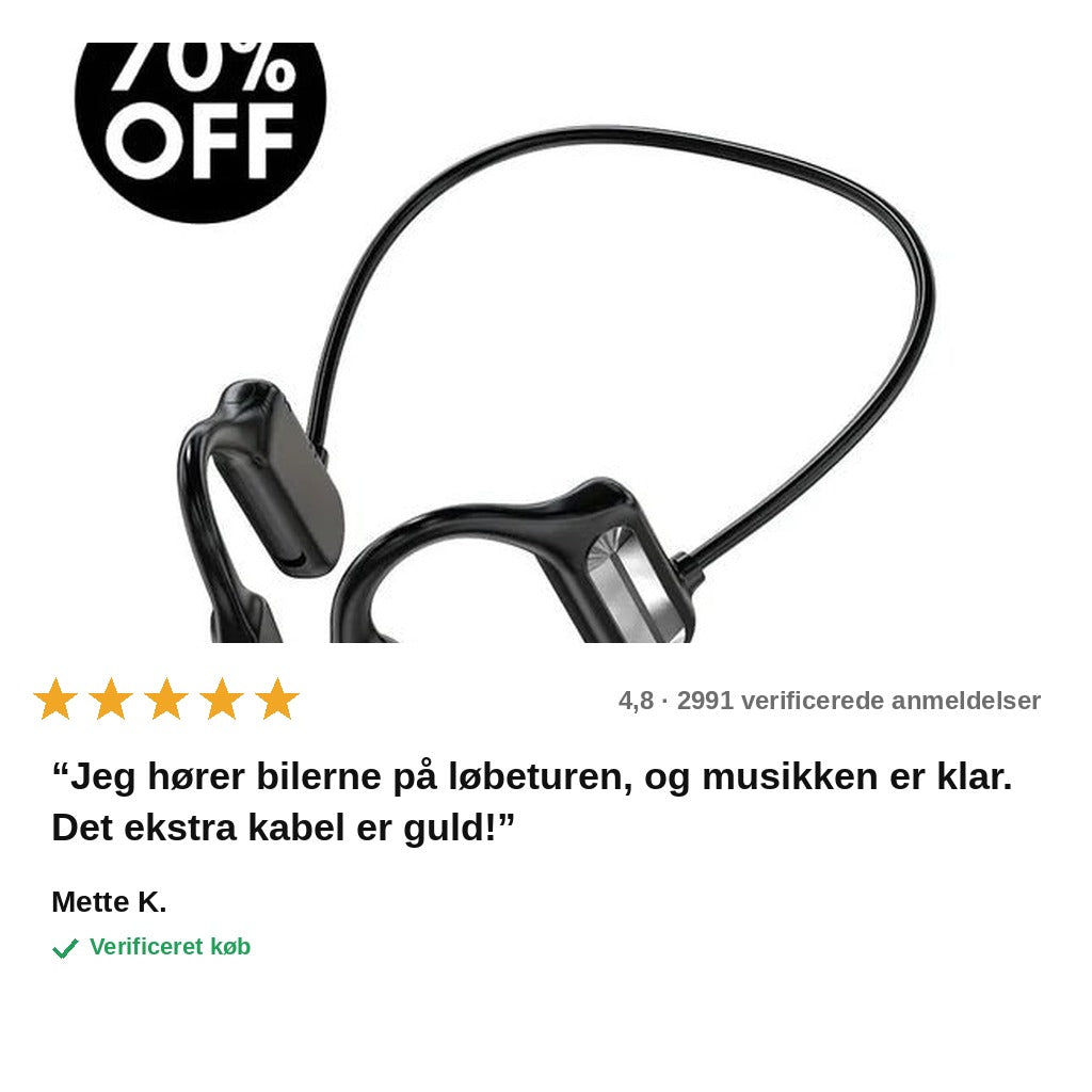 avis — Trådløse knogleledningshovedtelefoner – åbent design, hør musikken og omgivelserne