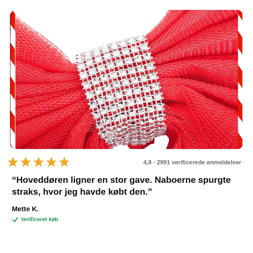 avis — Kæmpe rød julesløjfe til døren – 80 × 60 cm med 750 cm bånd