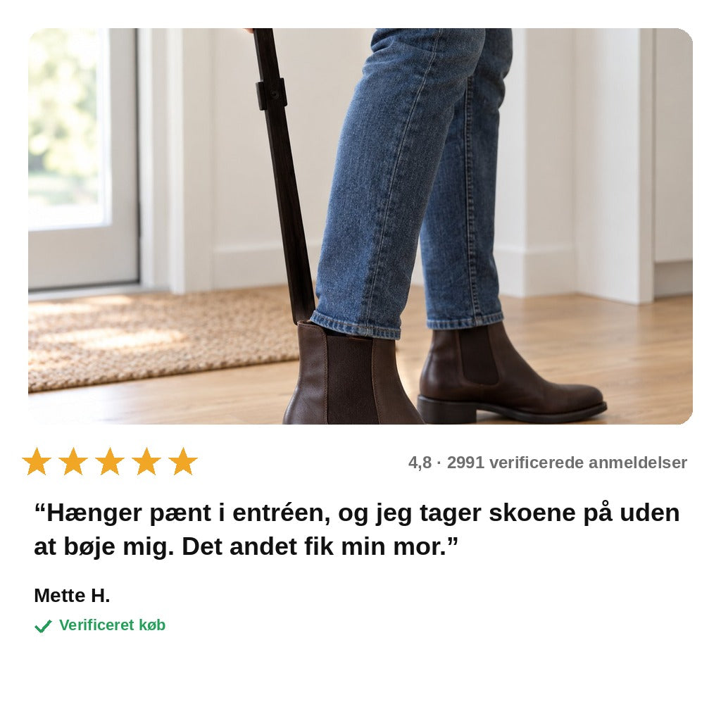 avis — Magnetisk Skohorn i Massivt Træ 55 cm – Vægbeslag uden Boring