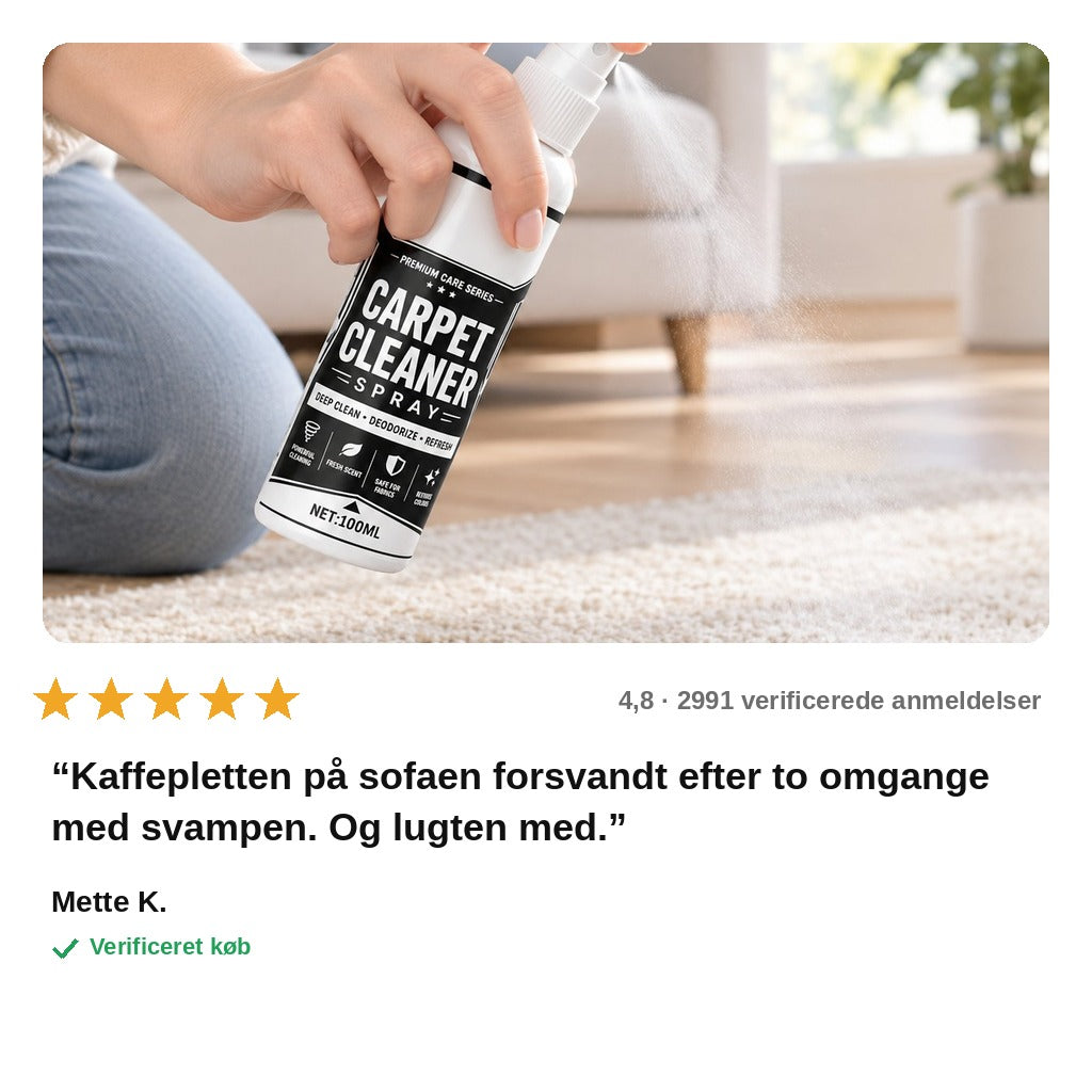avis — Tæpperens Spray – dybderens til tæpper, polstring og bilsæder