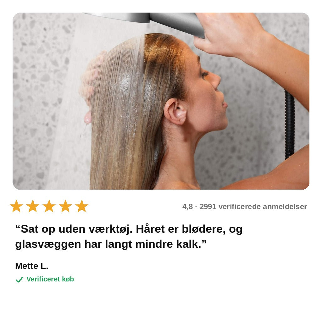 avis — Filterbrusehoved med aktivt kul + KDF – blødere vand på under 60 sekunder