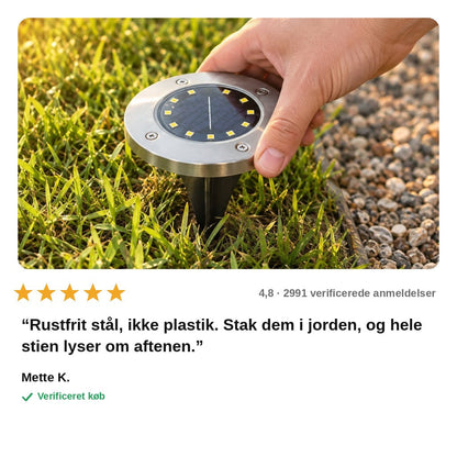 avis — Solcelle havespots i rustfrit stål – sæt med 4 stk.
