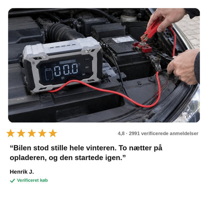 avis — Intelligent 12V bilbatterioplader med pulsreparation og digitalt display (6–100 Ah)