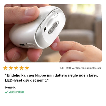 avis — Elektrisk 2-i-1 negleklipper med fil og LED-lys