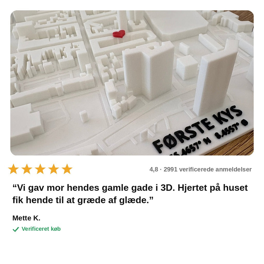 avis — 3D-bykort i ramme – dit eget kvarter
