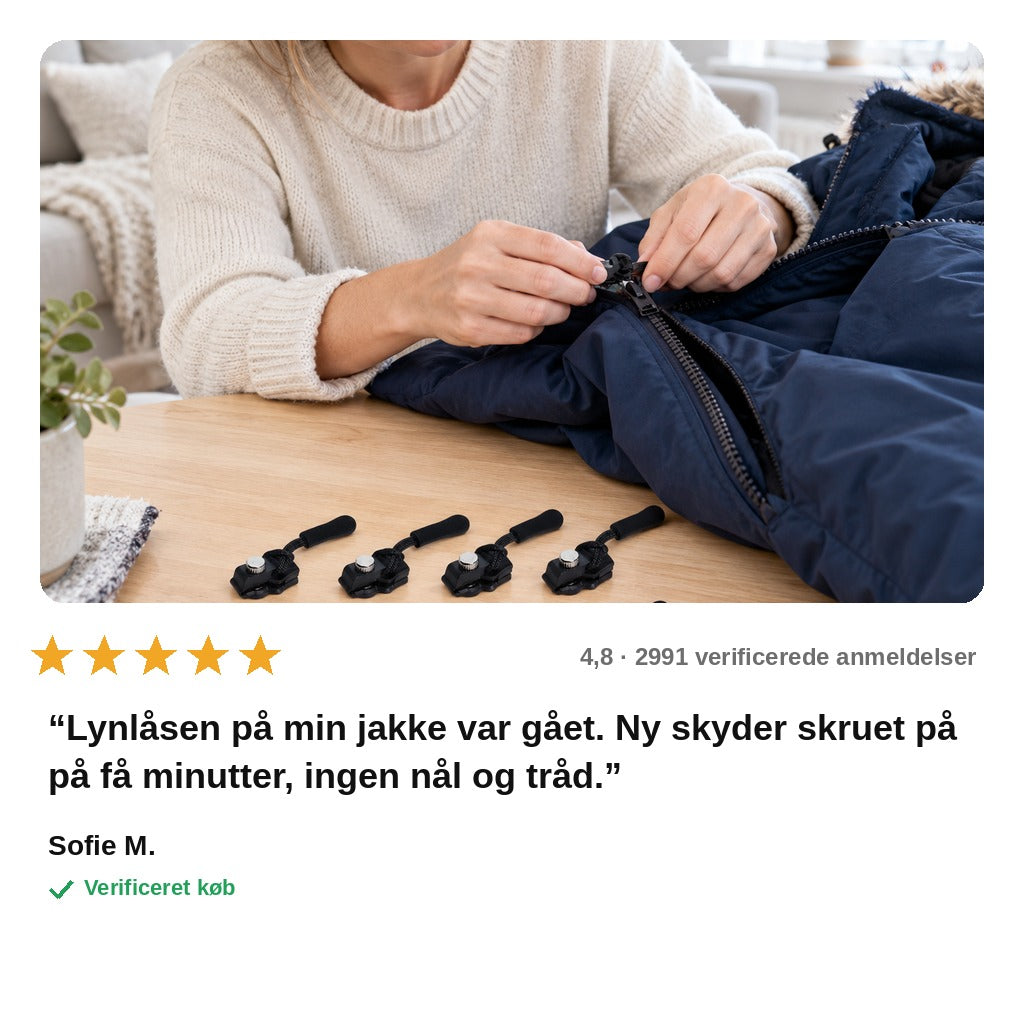 avis — Lynlås-reparationssæt – Aftagelig Skyder i 3 Størrelser (9 stk.)