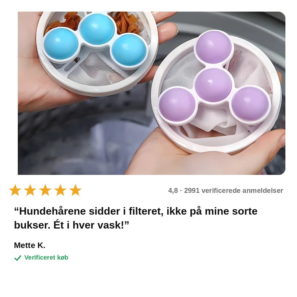 avis — Flydende fnugfilter til vaskemaskine – fanger fnug, hår og dyrehår