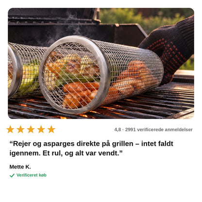 avis — Rullende grillkurv i rustfrit stål