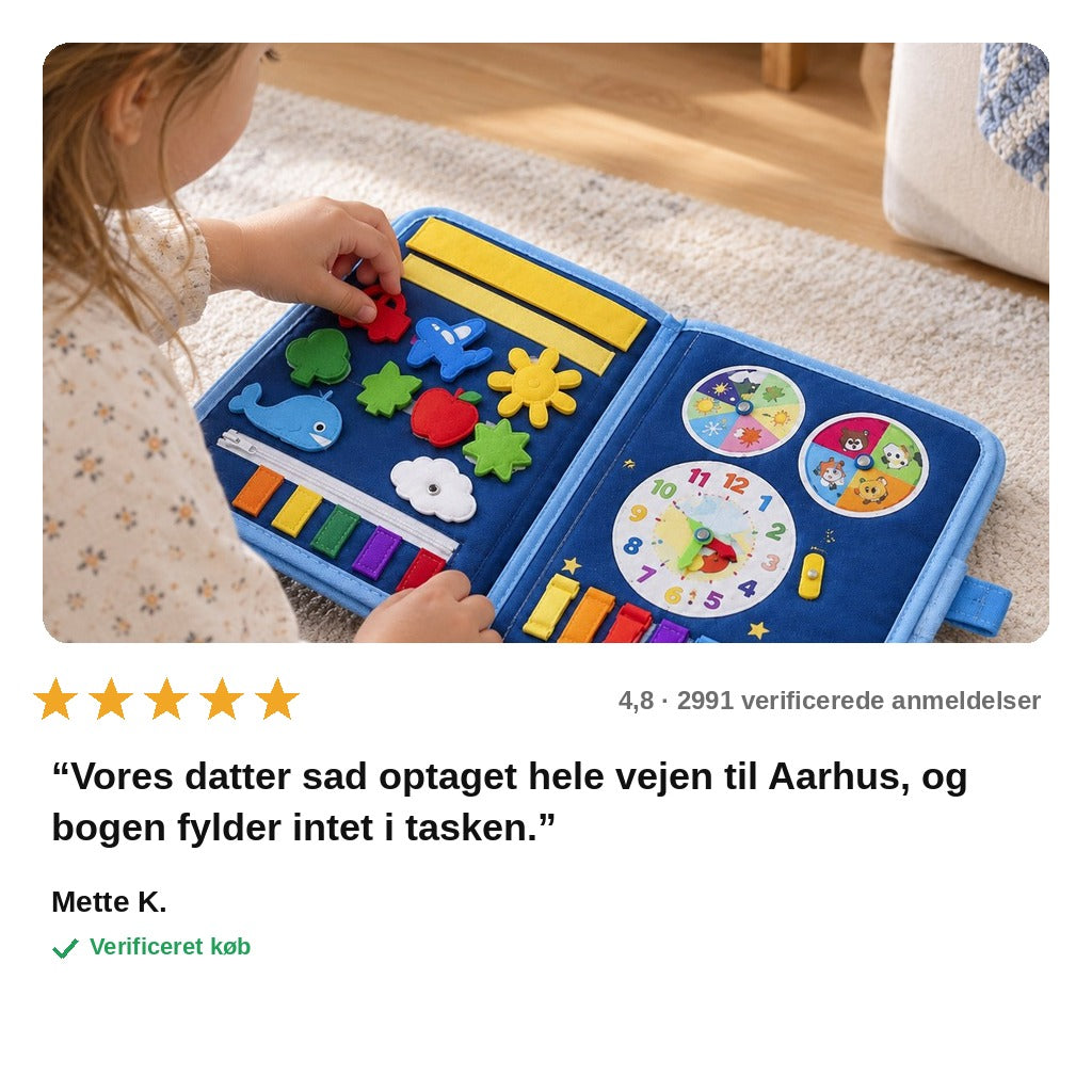 avis — Montessori Aktivitetsbog i Stof – Skærmfri Leg til Små Hænder