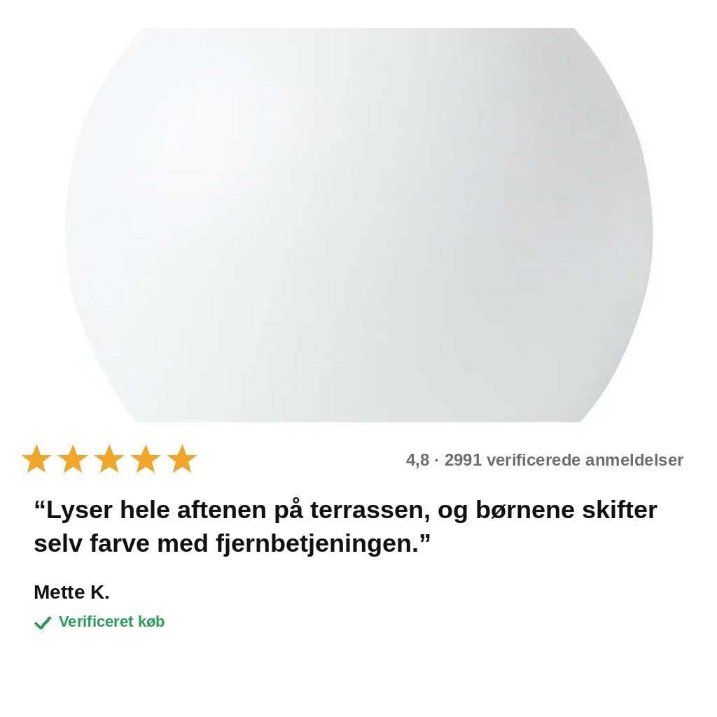 avis — LED lyskugle til haven – 16 farver med fjernbetjening