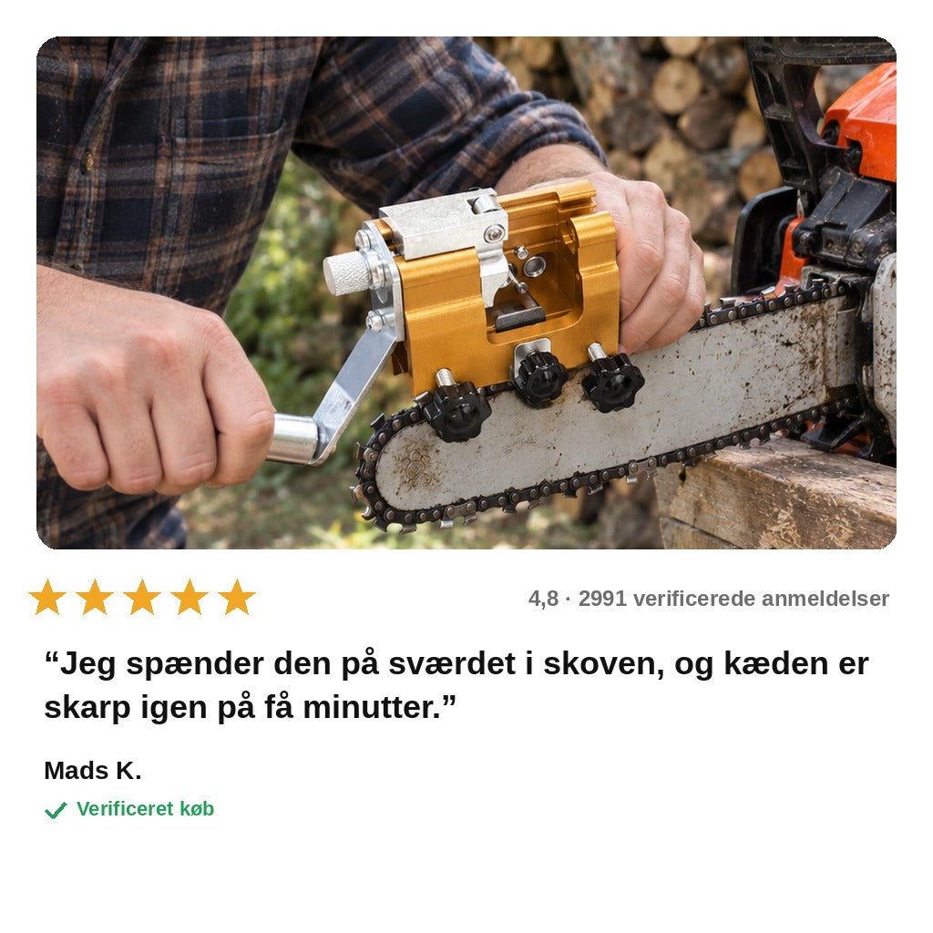 avis — Kædesavsliber med håndsving – knivskarp kæde på få minutter