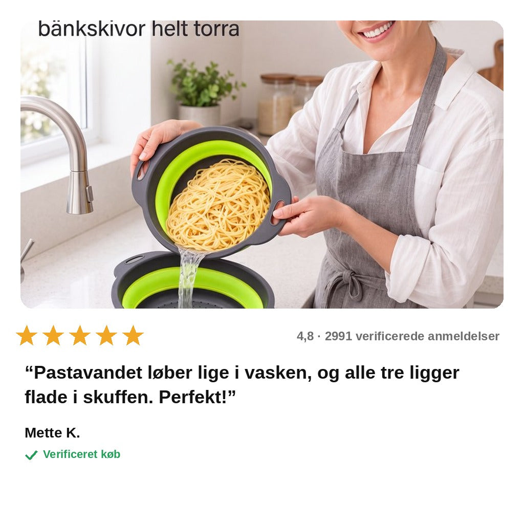 avis — Sammenklappeligt dørslagsæt – 3 dele med afdrypningsfod