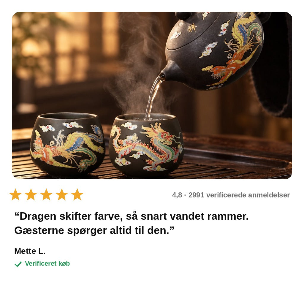 avis — Farveskiftende Zisha tekandesæt – drage og føniks