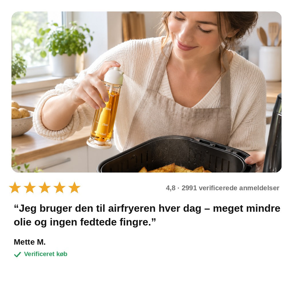 avis — Oliespray flaske til madlavning 100 ml – fin olietåge med ét tryk