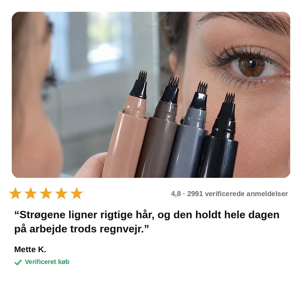 avis — Vandfast microblading-øjenbrynspen med 4-tandet gaffelspids