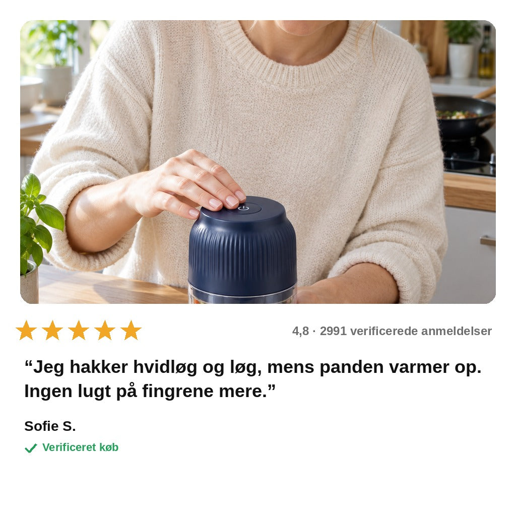 avis — Trådløs elektrisk minihakker 260 ml – genopladelig via USB-C